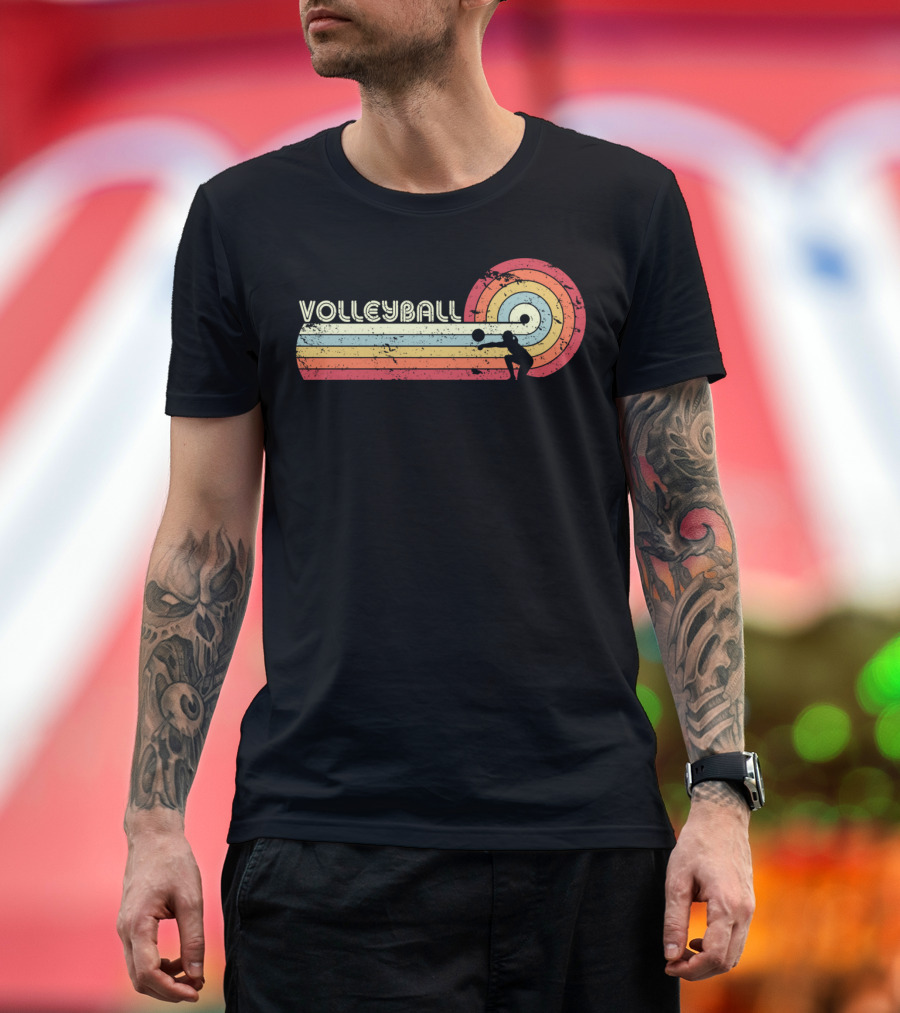 Volleyball Retro Striped Circle T-Shirt