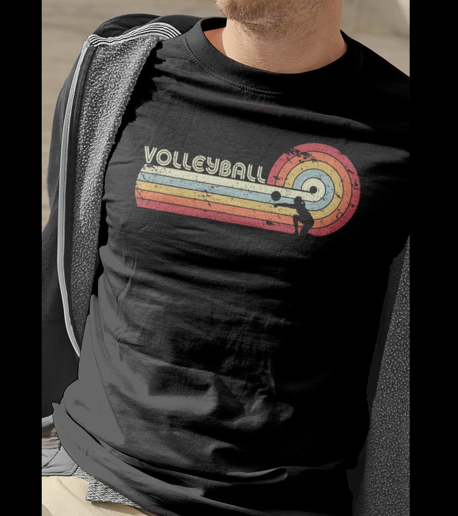 Volleyball Retro Striped Circle T-Shirt