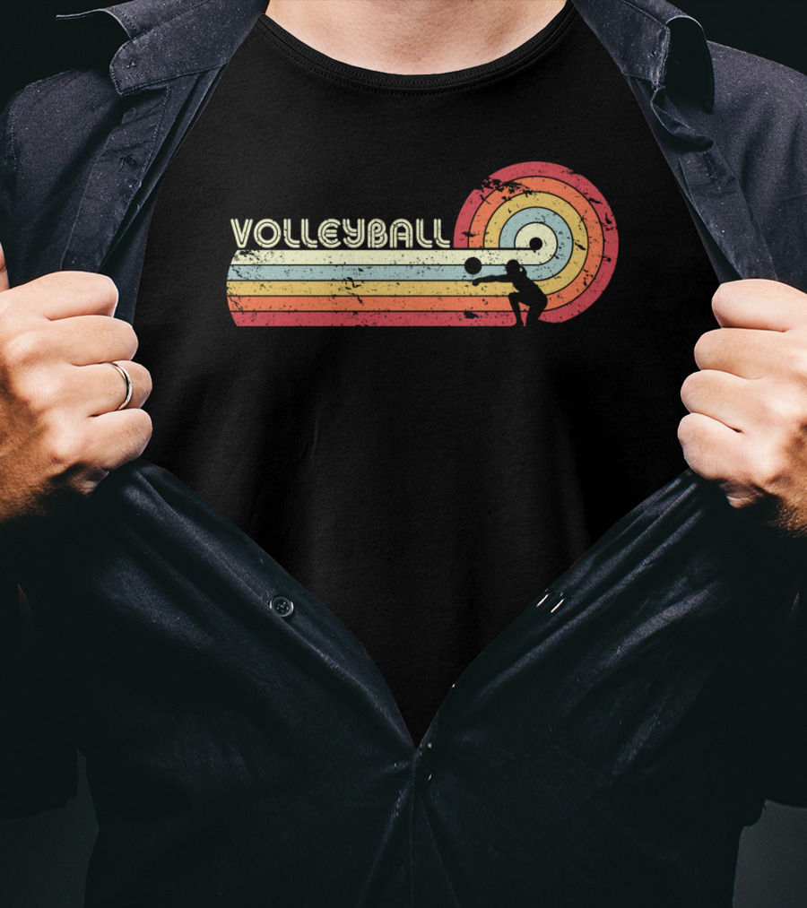 Volleyball Retro Striped Circle T-Shirt