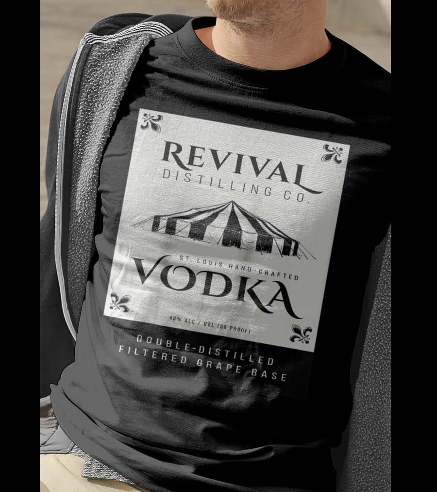 Revival Distilling Co. St. Louis Hand-Crafted Vodka Double-Distilled Filtered Grape Base T-Shirt