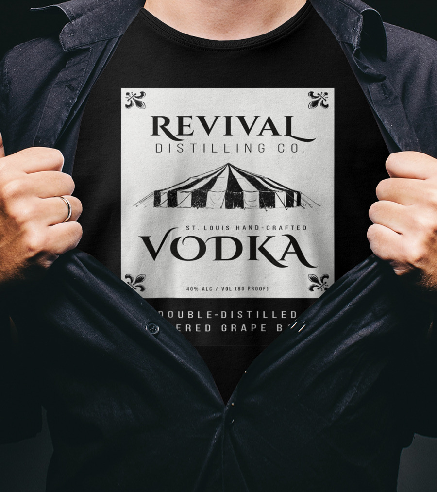 Revival Distilling Co. St. Louis Hand-Crafted Vodka Double-Distilled Filtered Grape Base T-Shirt