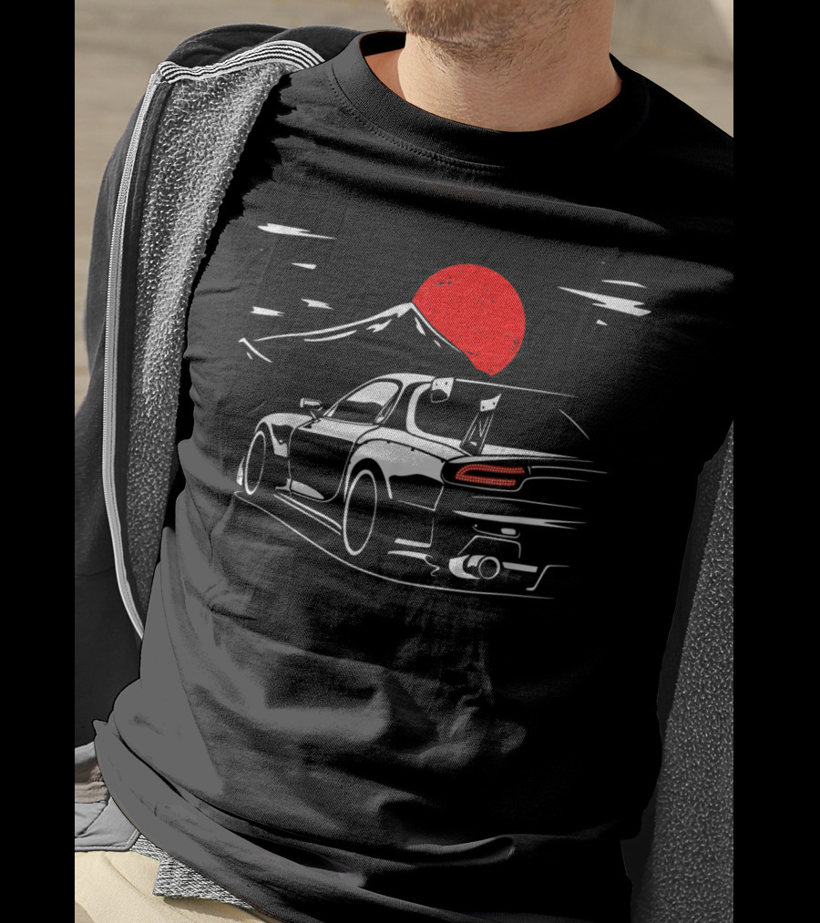 Rotary Engine JDM RX Car Meet Tuning Night Mountain Scene T-Shirt