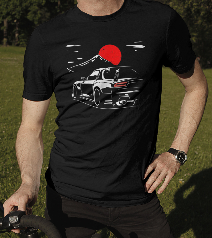 Rotary Engine JDM RX Car Meet Tuning Night Mountain Scene T-Shirt
