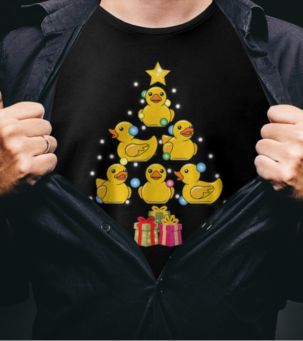 Rubber Duck Christmas Tree With Star And Presents T-Shirt