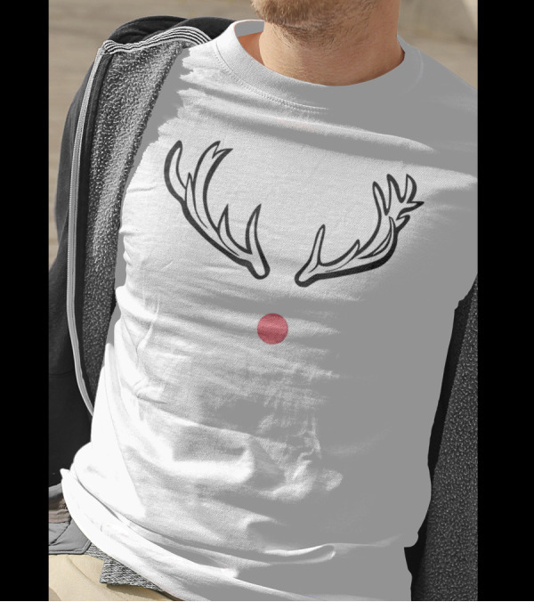 Rudolph Red Nose Antlers Iconic Holiday Reindeer T-Shirt