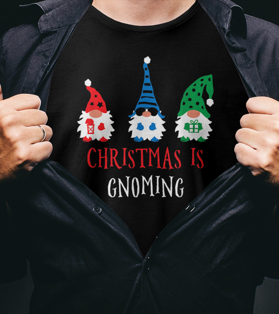 Christmas Is Gnoming Santa Claus Garden Gnome T-Shirt