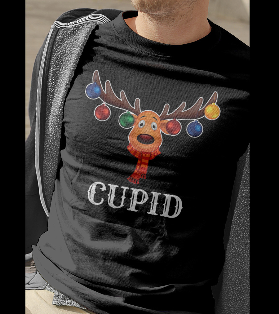 Cupid Reindeer Christmas Lights Holiday Humor T-Shirt