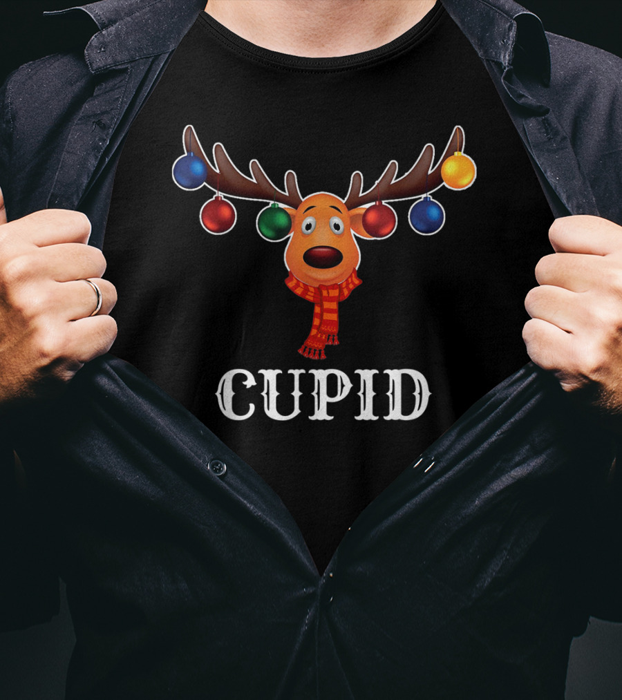 Cupid Reindeer Christmas Lights Holiday Humor T-Shirt