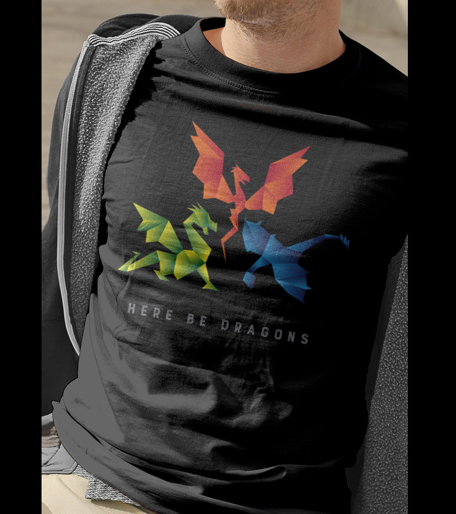 Here Be Dragons Scp1762 Origami T-Shirt