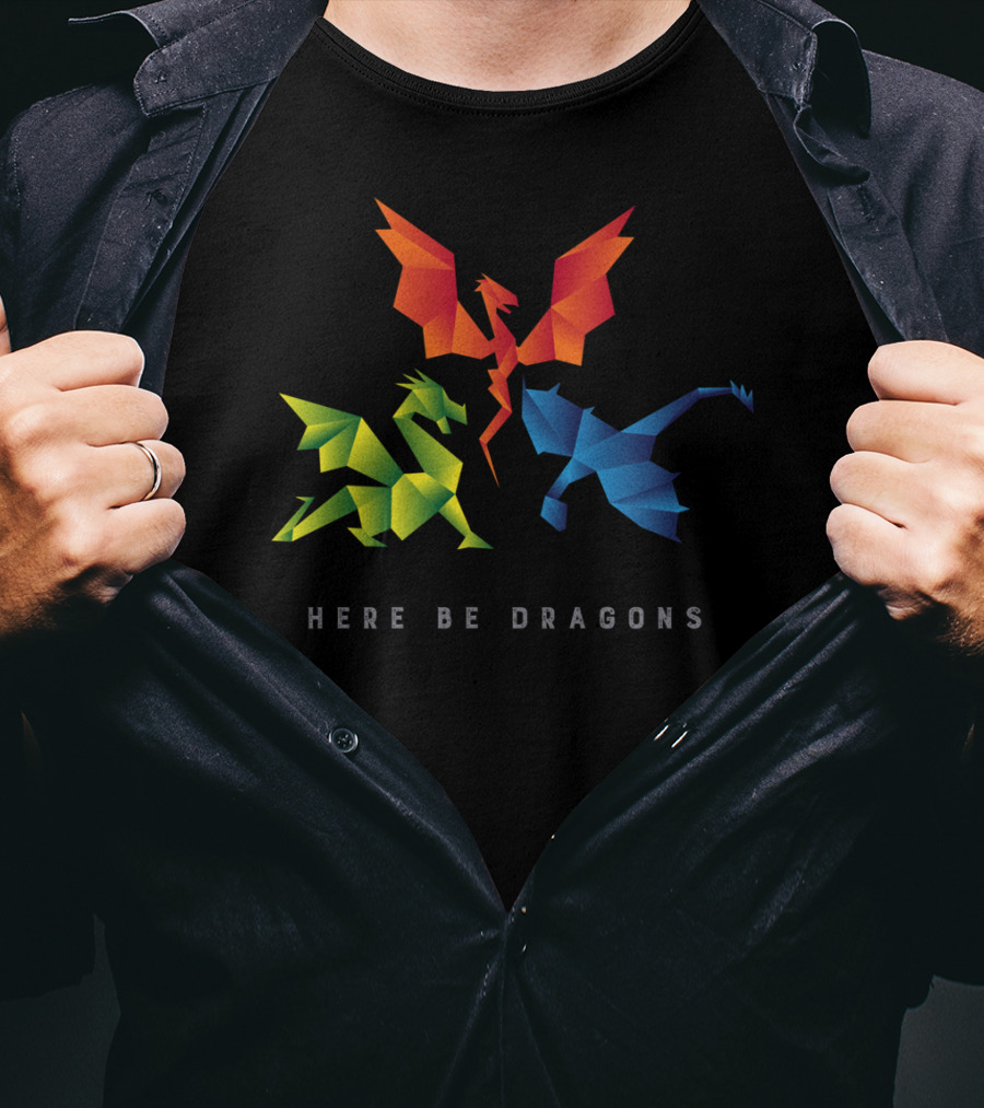 Here Be Dragons Scp1762 Origami T-Shirt