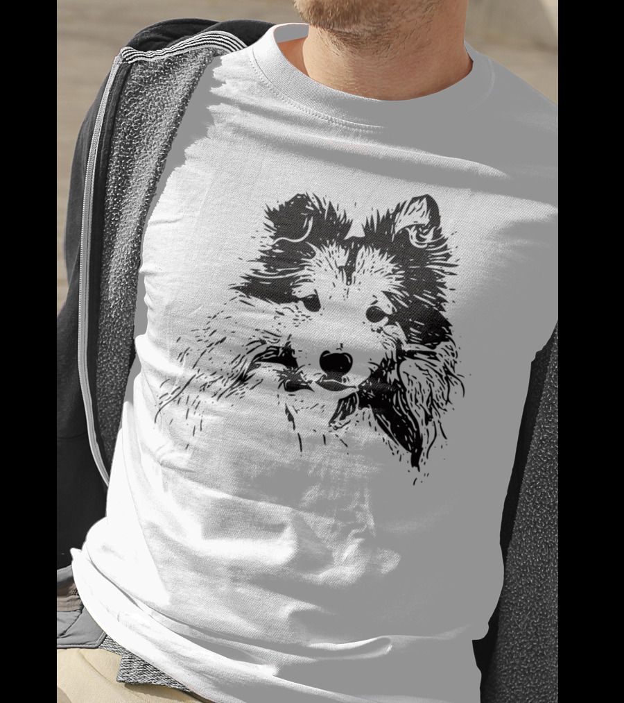 Shetland Sheepdog Outline Sketch T-Shirt