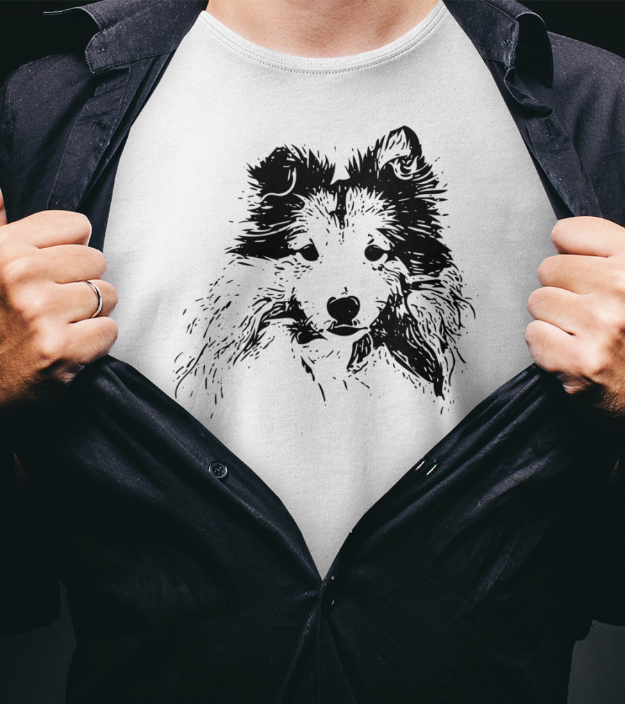 Shetland Sheepdog Outline Sketch T-Shirt