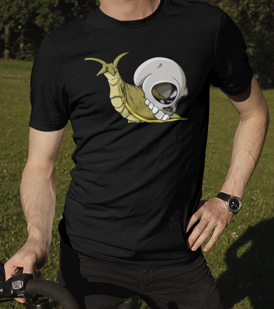 Skullug Funny Mix Skull With Slug Shell T-Shirt