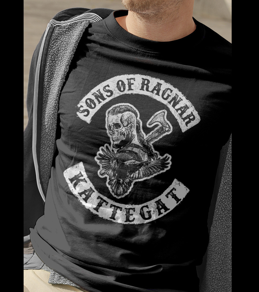 Sons Of Ragnar Kattegat Viking Skull And Axe With Raven T-Shirt