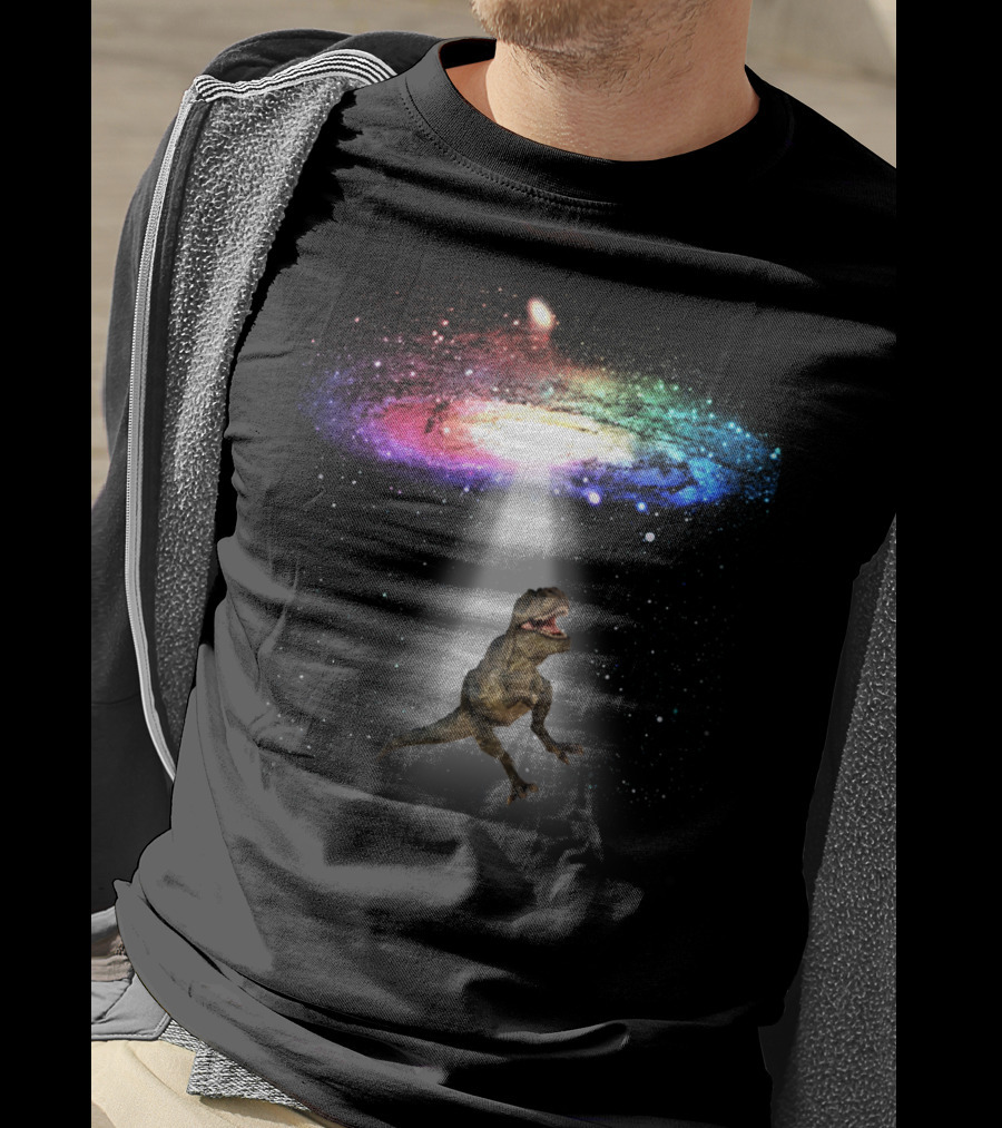 Space Dinosaur Trex In Galaxy Beam T-Shirt