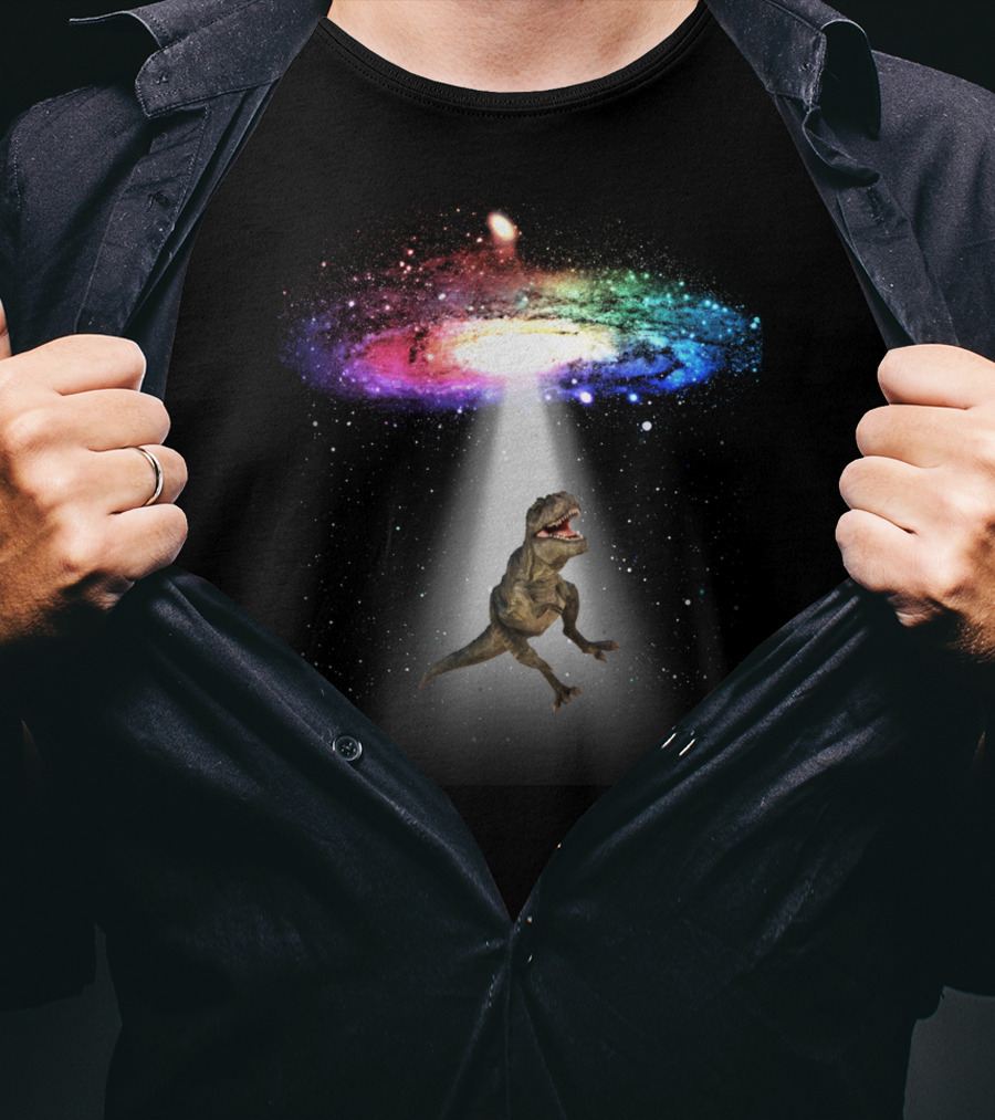 Space Dinosaur Trex In Galaxy Beam T-Shirt