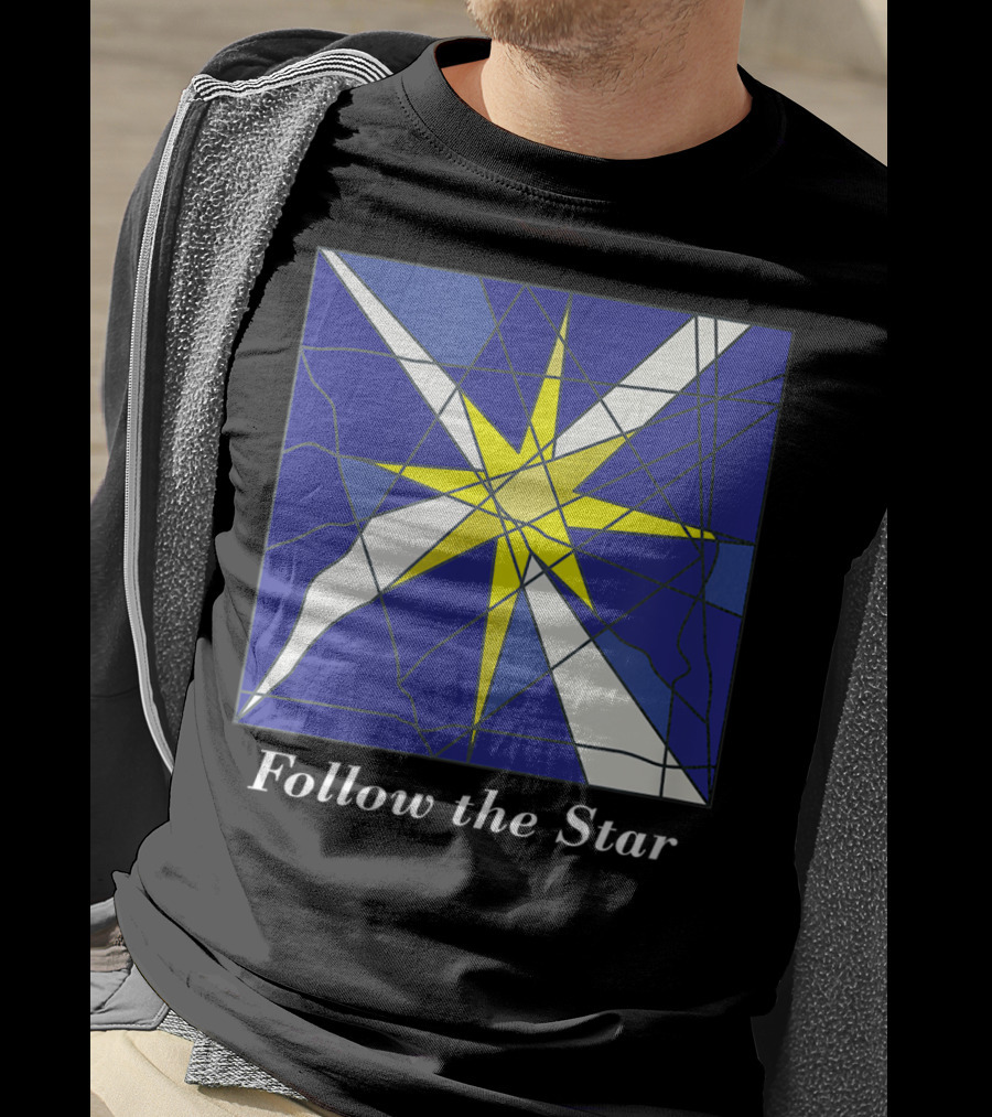 Follow The Star Stained Glass Style Star Of Bethlehem T-Shirt