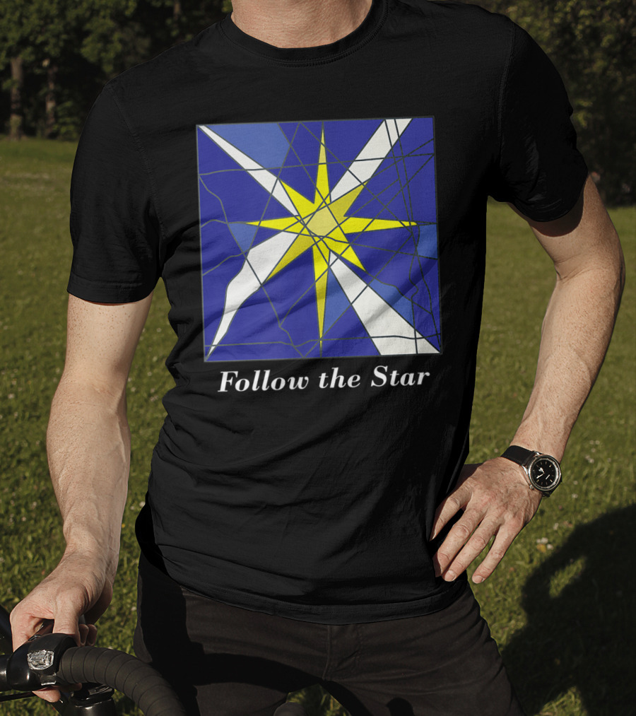 Follow The Star Stained Glass Style Star Of Bethlehem T-Shirt