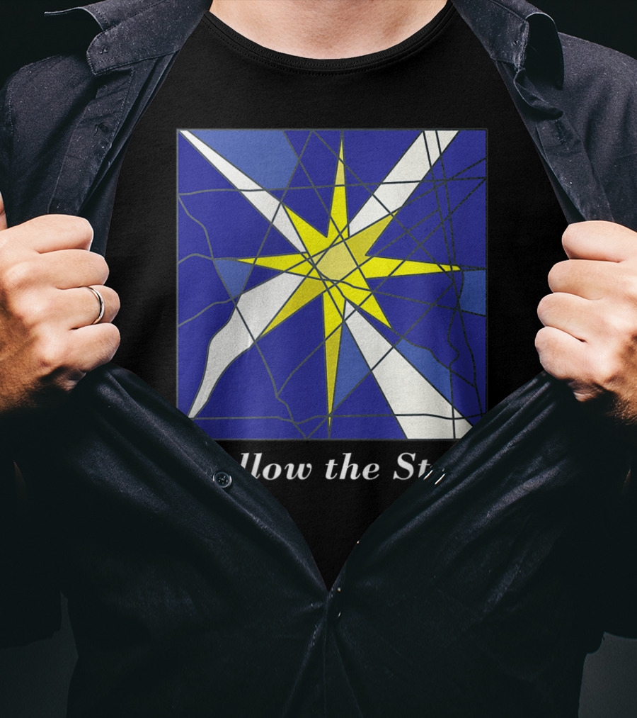 Follow The Star Stained Glass Style Star Of Bethlehem T-Shirt