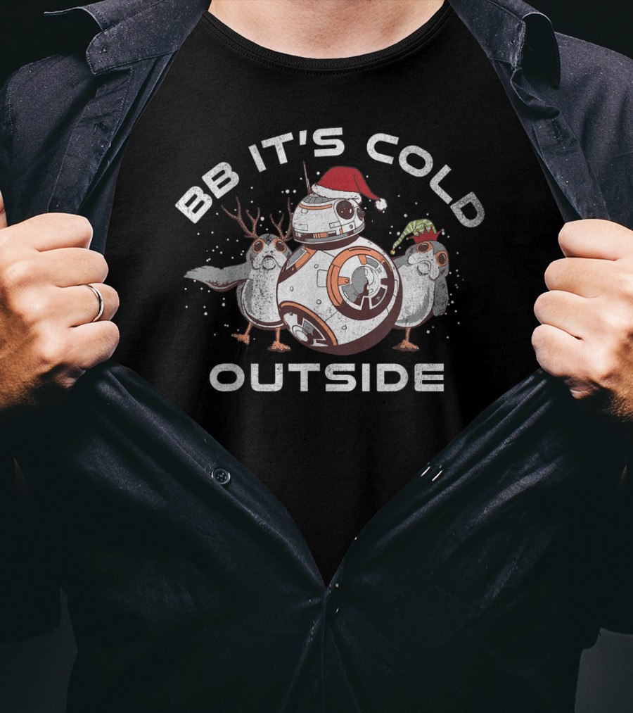 BB It's Cold Outside Star Wars BB-8 Porg Santa Hat T-Shirt
