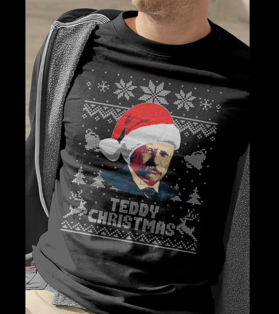 Teddy Christmas Theodore Roosevelt Santa Hat T-Shirt