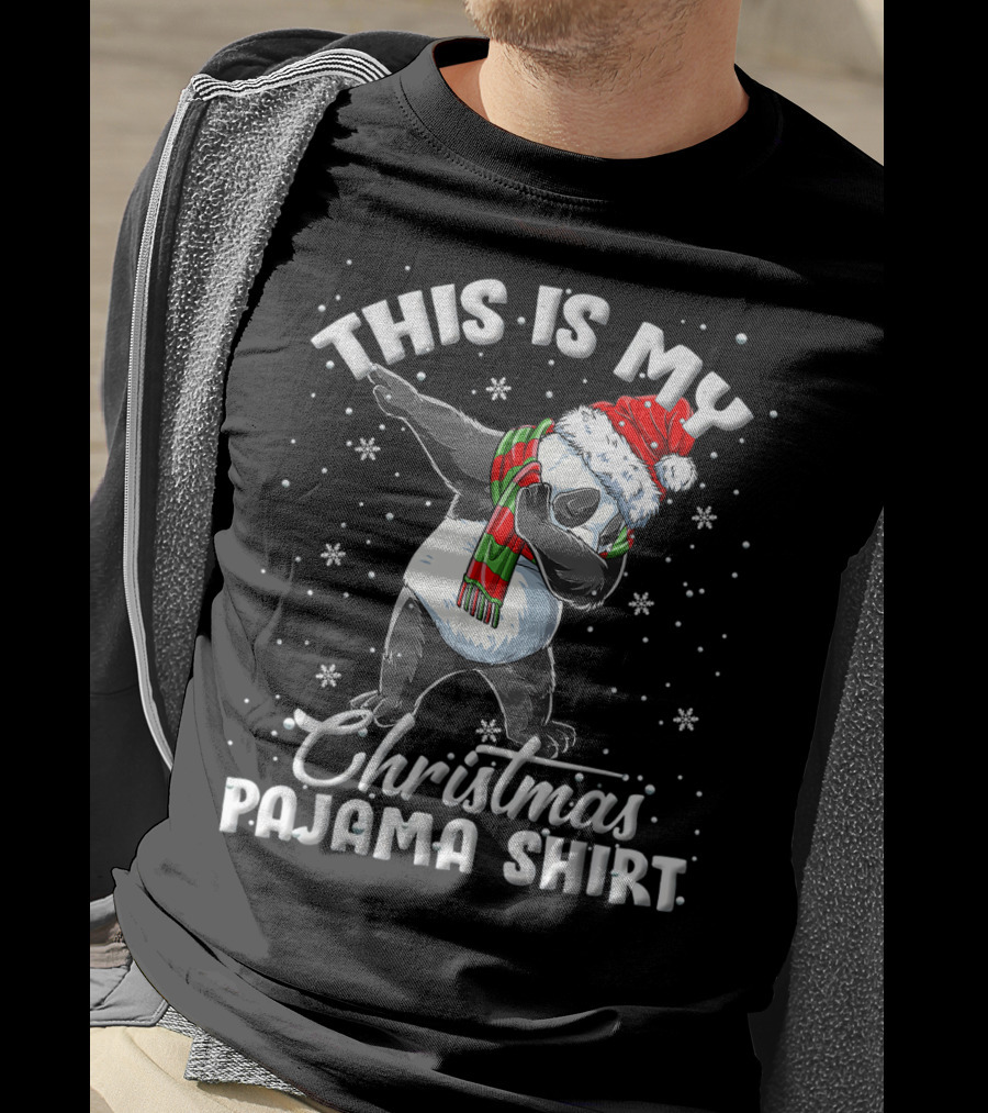 This Is My Christmas Pajama Shirt Dabbing Panda T-Shirt