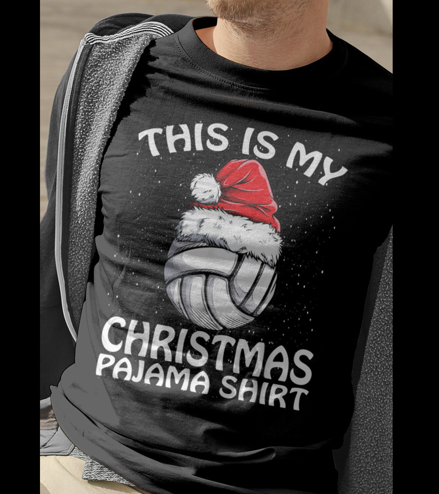 This Is My Christmas Pajama Volleyball Santa T-Shirt