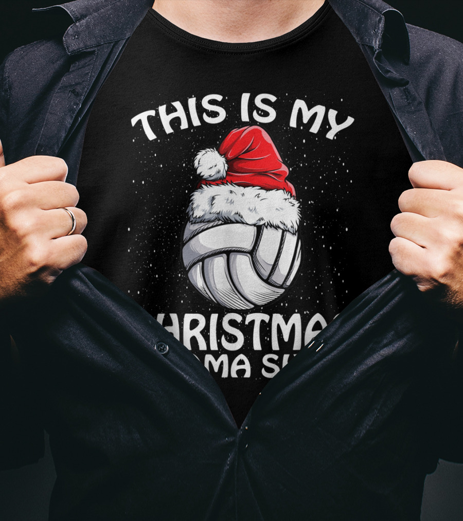 This Is My Christmas Pajama Volleyball Santa T-Shirt