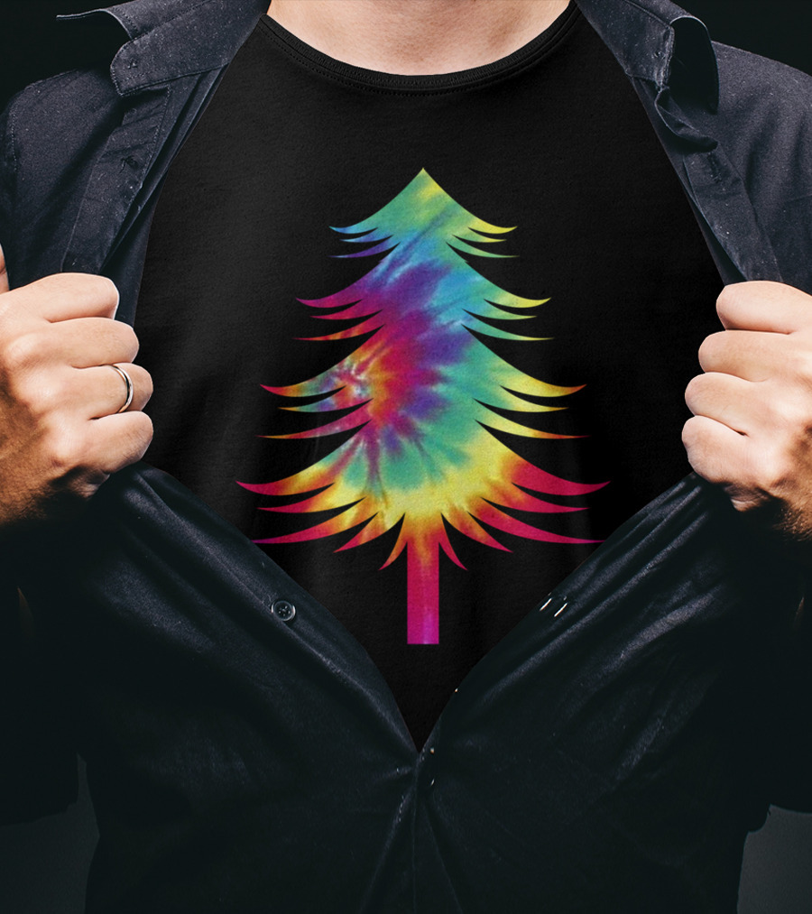 Tie Dye Christmas Tree Colorful Tye Dye Rainbow Effect T-Shirt