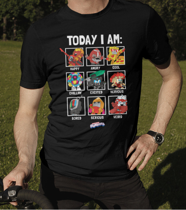 Today I Am Happy Angry Cool Chillin Excited Nervous Bored Serious Weird Transformers Botbots Characters T-Shirt