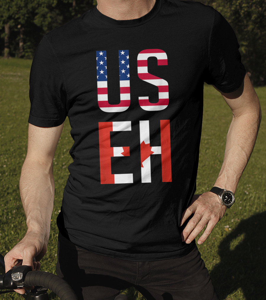 US Eh American Canadian Flag Contrast T-Shirt