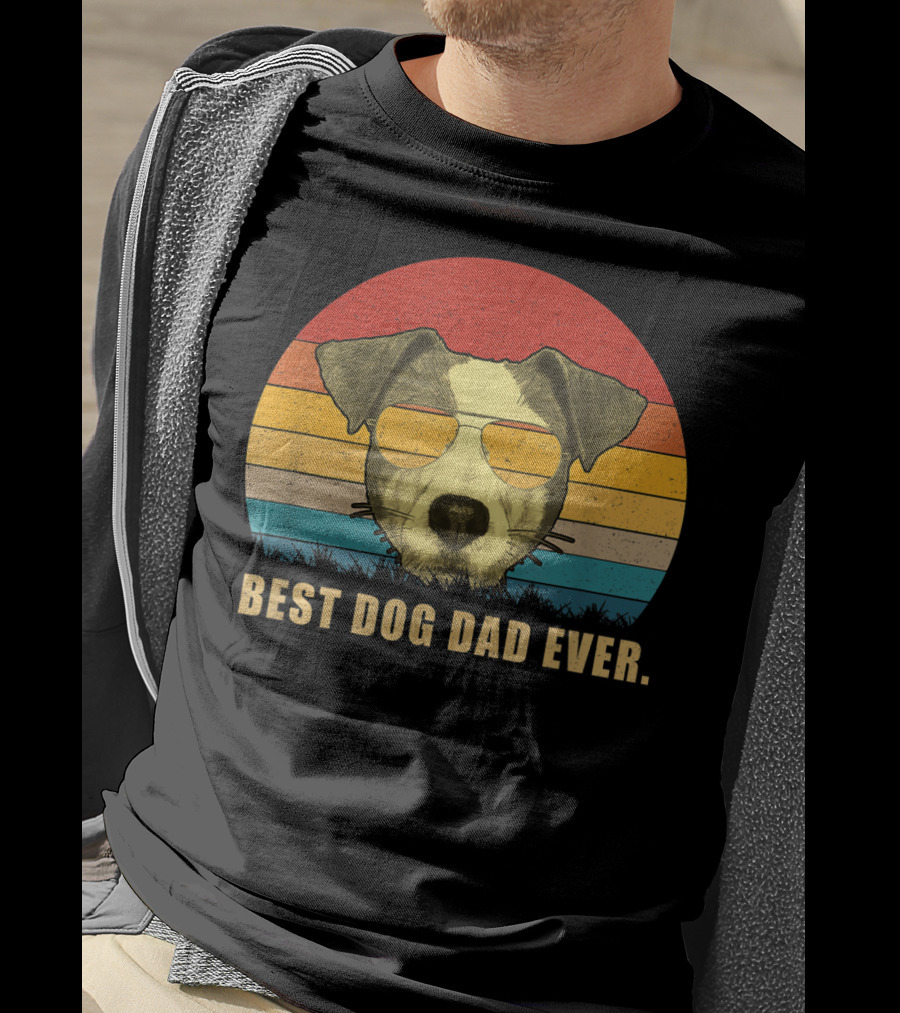 Vintage Jack Russell Terrier Best Dog Dad Ever Retro Sunglasses T-Shirt