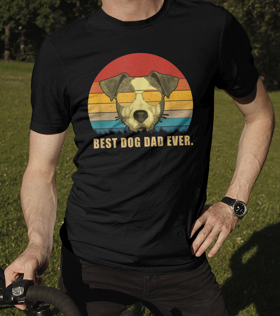 Vintage Jack Russell Terrier Best Dog Dad Ever Retro Sunglasses T-Shirt