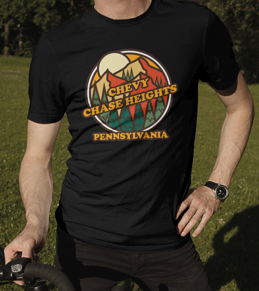 Chevy Chase Heights Pennsylvania Vintage Forest Mountain Sunset T-Shirt