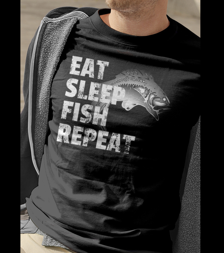 Eat Sleep Fish Repeat Vintage Fishing Lover Outdoors Enthusiast T-Shirt