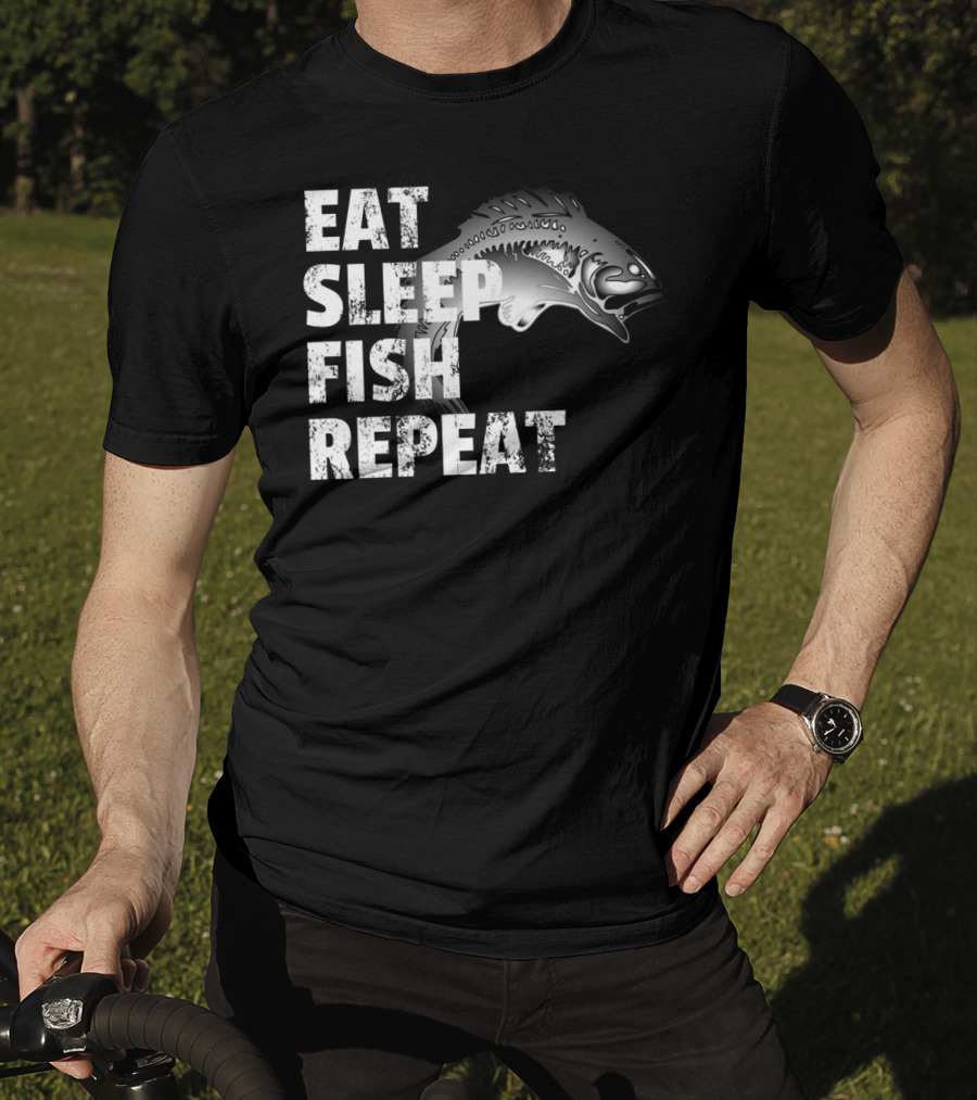 Eat Sleep Fish Repeat Vintage Fishing Lover Outdoors Enthusiast T-Shirt