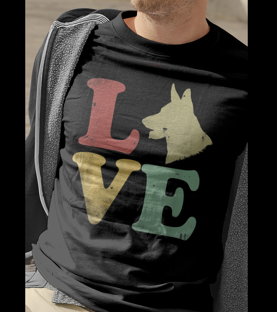 Vintage I Love My German Shepherd Beagle Love Dog T-Shirt