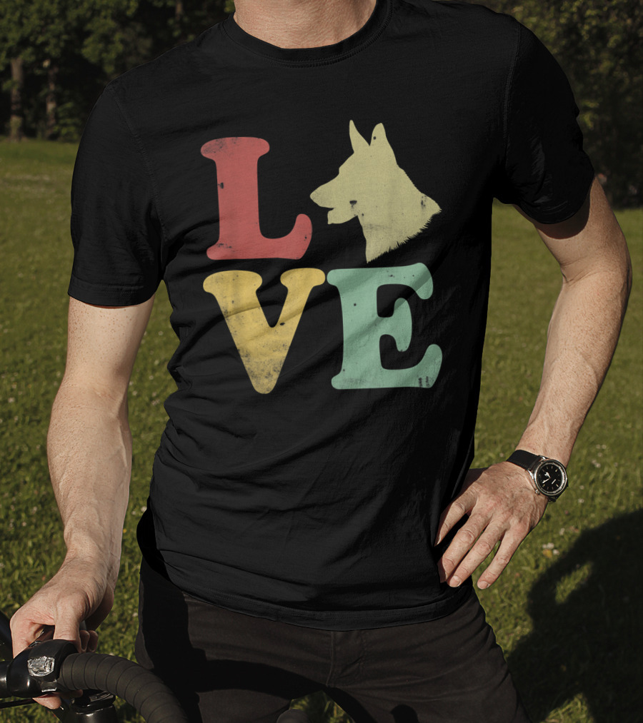 Vintage I Love My German Shepherd Beagle Love Dog T-Shirt