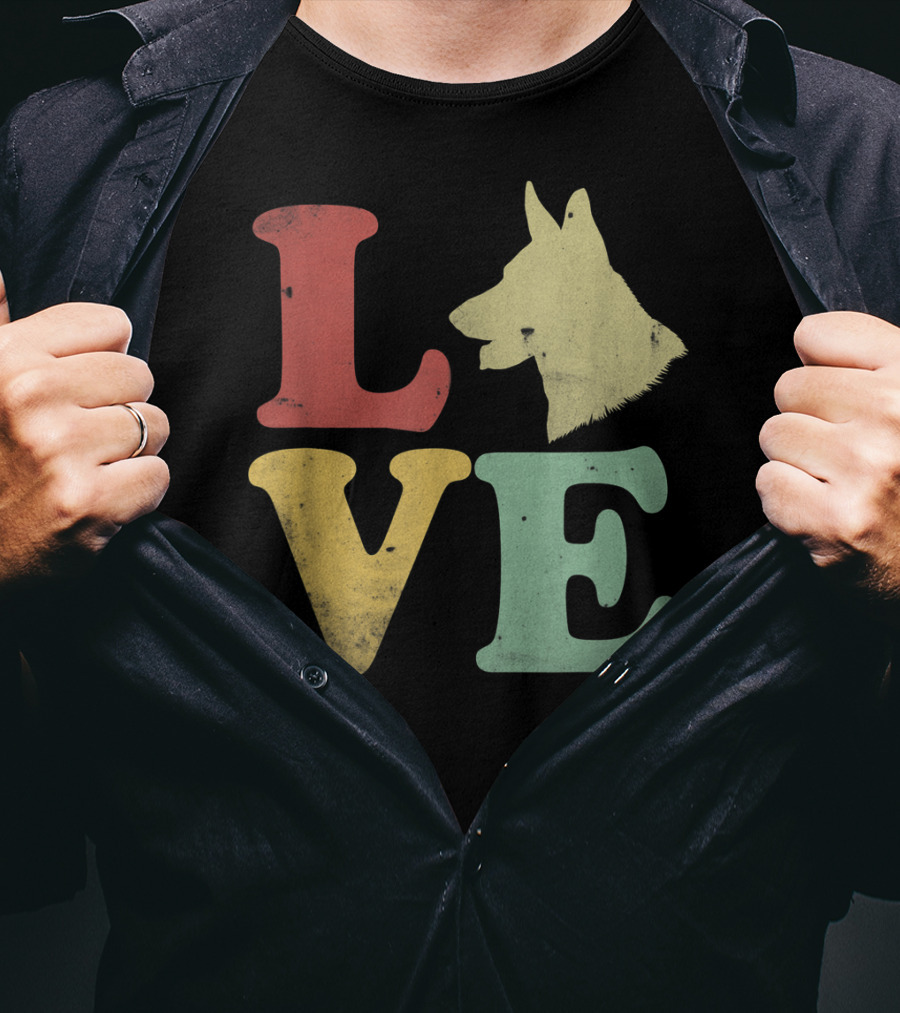 Vintage I Love My German Shepherd Beagle Love Dog T-Shirt