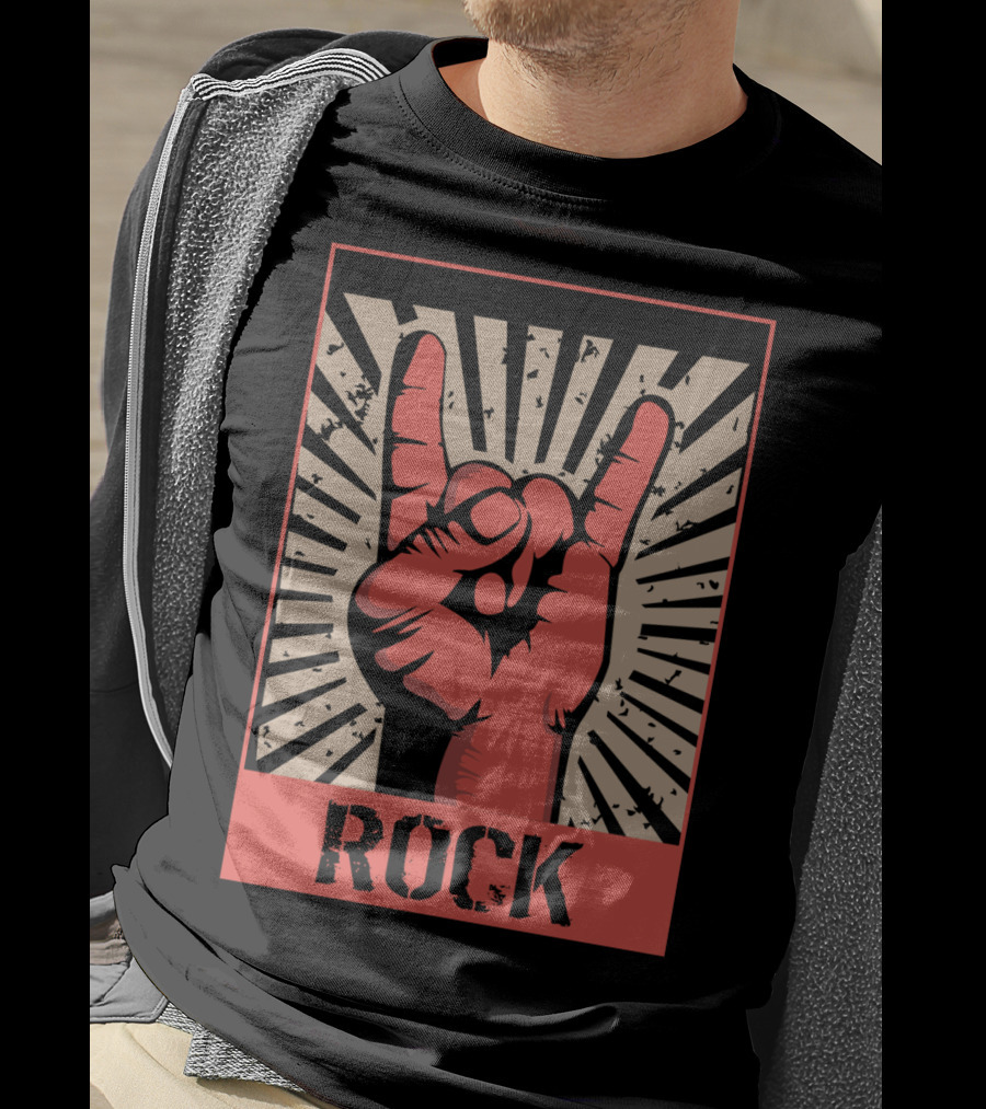 Vintage Rock Hand Gesture 70s 80s Concert Band T-Shirt