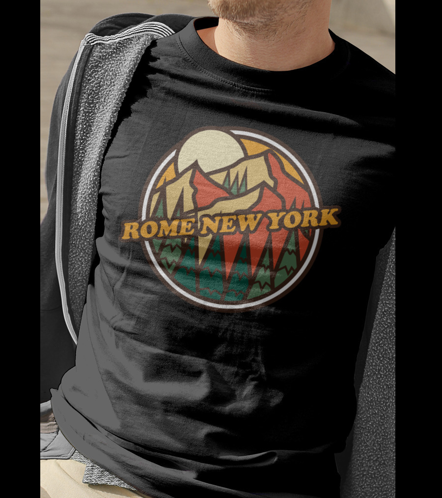 Rome New York Hiking Vintage Mountain Landscape T-Shirt