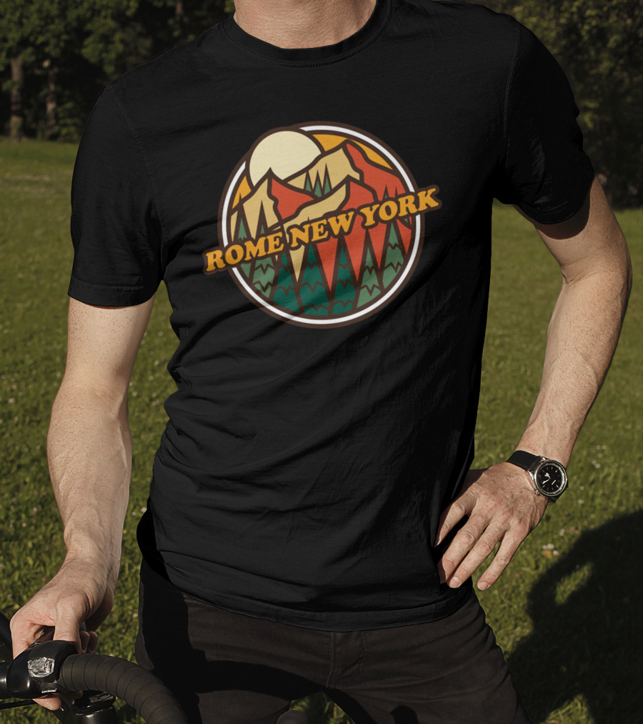 Rome New York Hiking Vintage Mountain Landscape T-Shirt