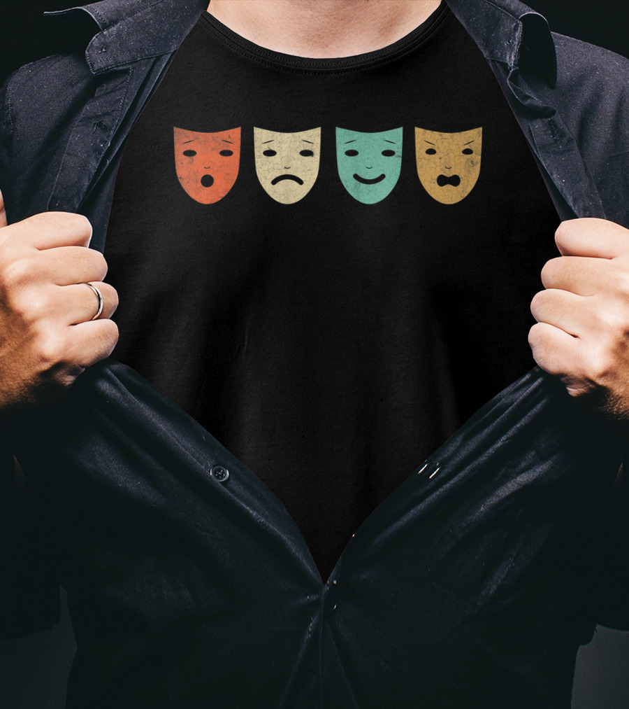 Vintage Drama Theatre Masks Actress Emotions T-Shirt