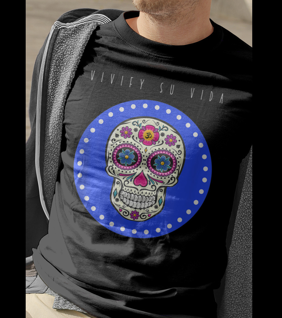 Vivify Su Vida Sugar Skull Blue Circle T-Shirt