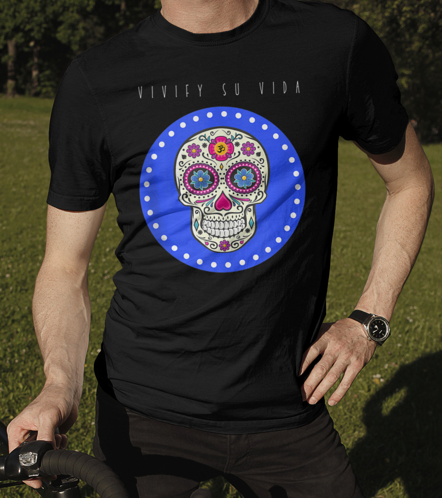 Vivify Su Vida Sugar Skull Blue Circle T-Shirt