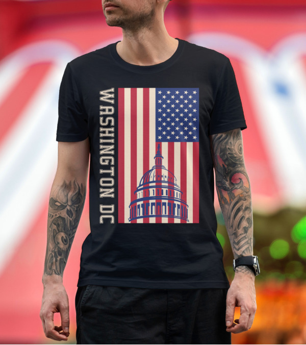 Premium T-Shirt: Washington DC American Flag Capitol Building T-Shirt Washington DC American Flag Capitol Building T-Shirt