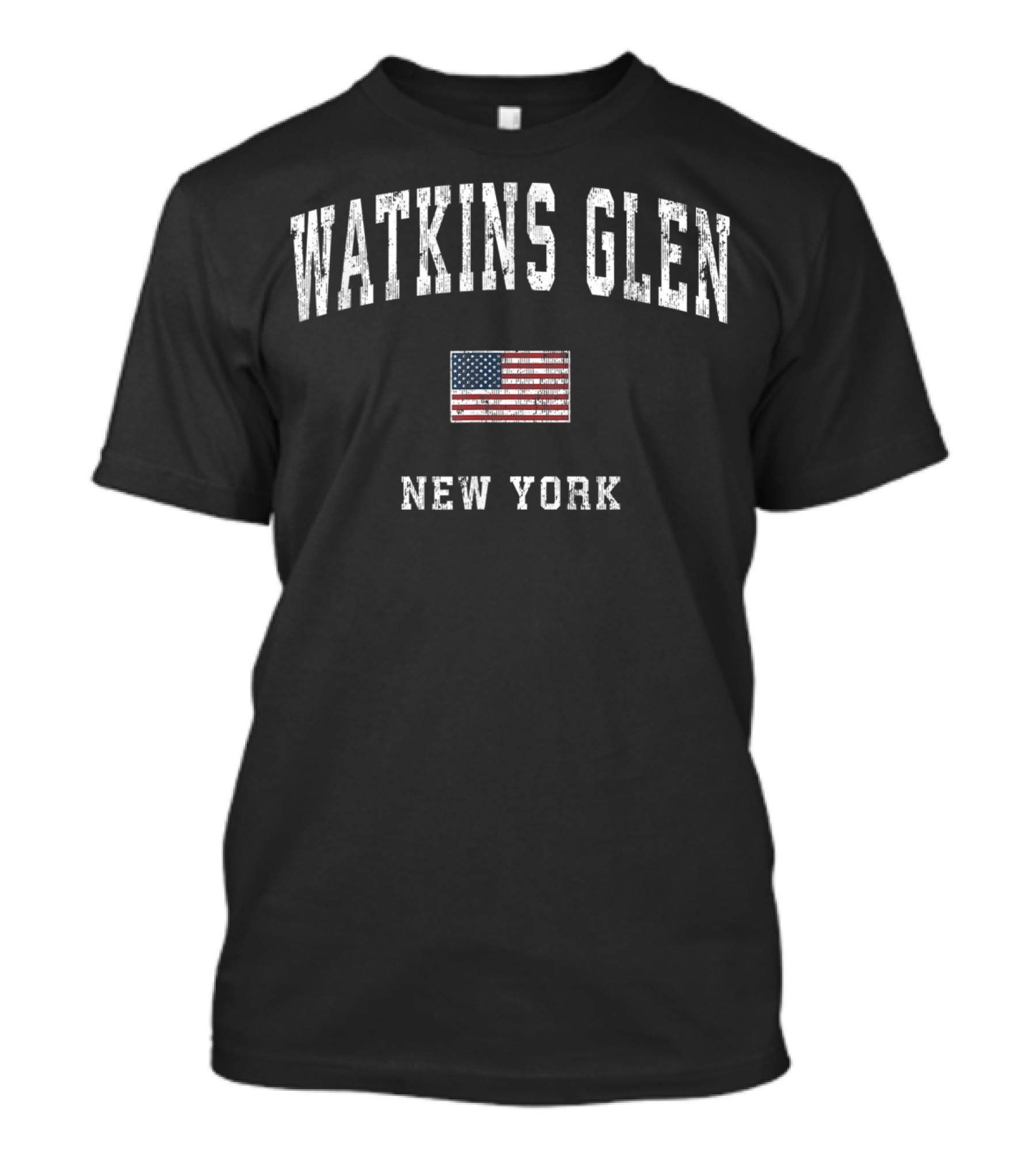 Watkins Glen New York Vintage American Flag T-Shirt