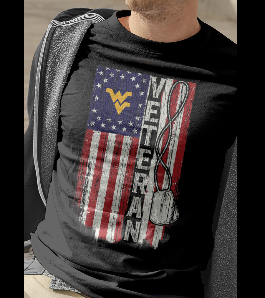 West Virginia Mountaineers Veteran American Flag T-Shirt