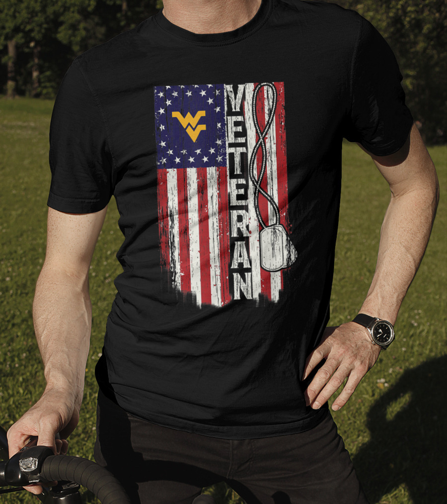 West Virginia Mountaineers Veteran American Flag T-Shirt