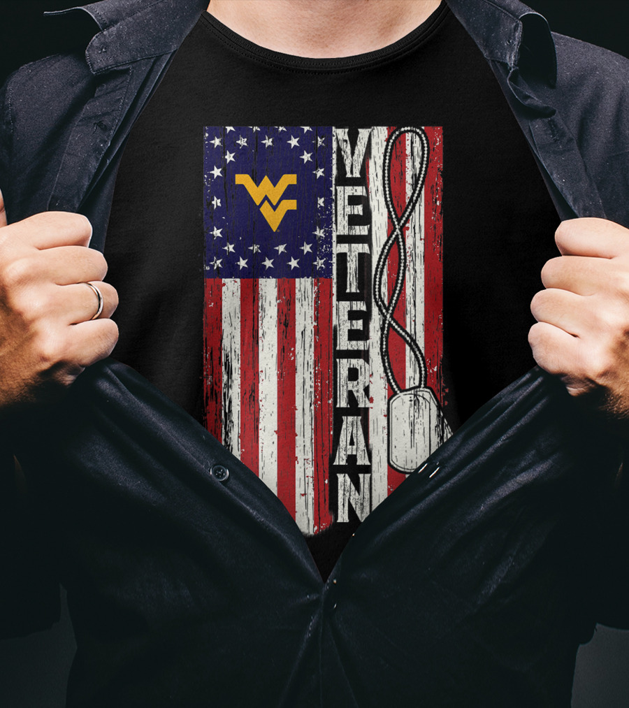 West Virginia Mountaineers Veteran American Flag T-Shirt